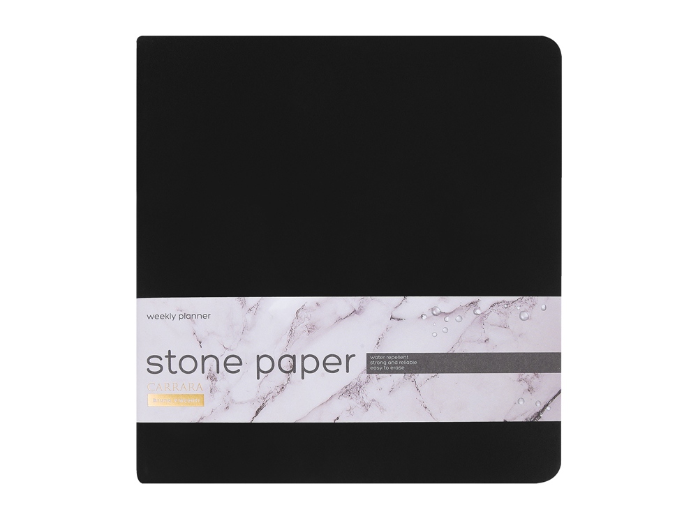 Еженедельник с каменной бумагой А5+ Carrara, черный-1