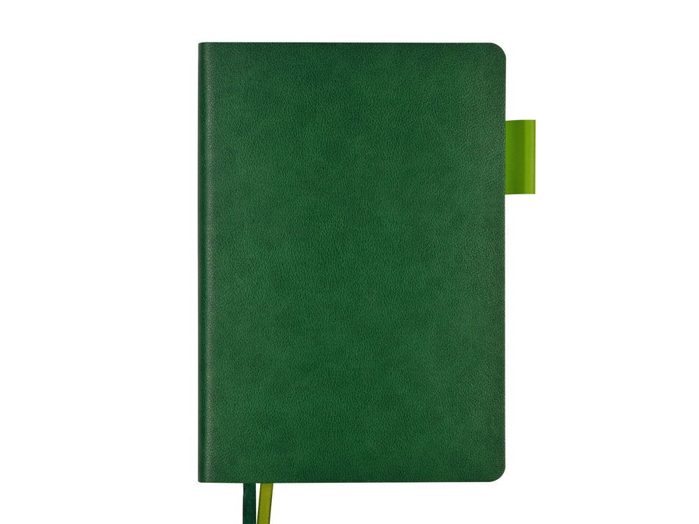 Ежедневник А5 датированный Boston 2026, зеленый с салатовым обрезом-1