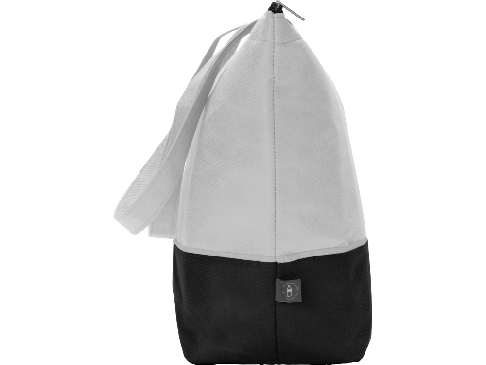 Сумка-холодильник Reviver с длинными ручками из нетканого переработанного материала RPET, белый/черный-3