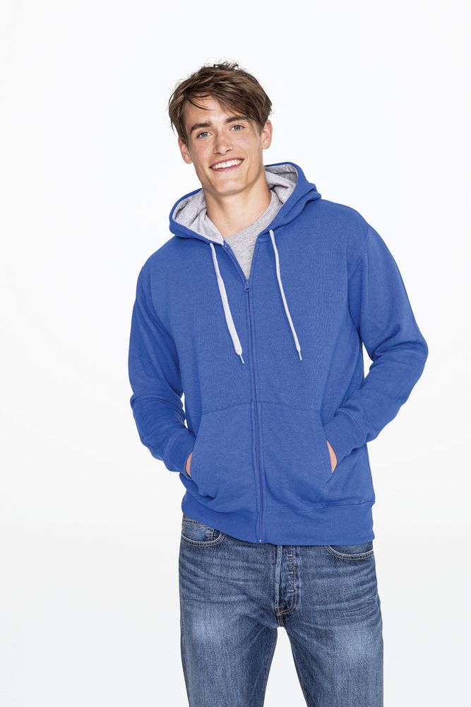 Толстовка мужская на молнии Soul Men 290 с контрастным капюшоном, черная-4