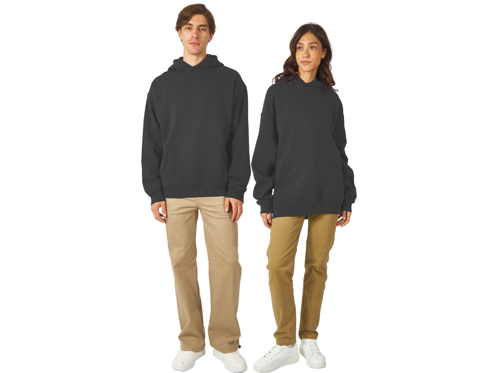 Толстовка с капюшоном оверсайз Berlin унисекс, темно-серый-5