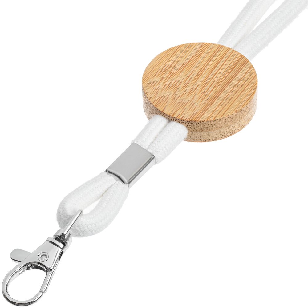 Шнурок для бейджа Tube Wood, белый-3