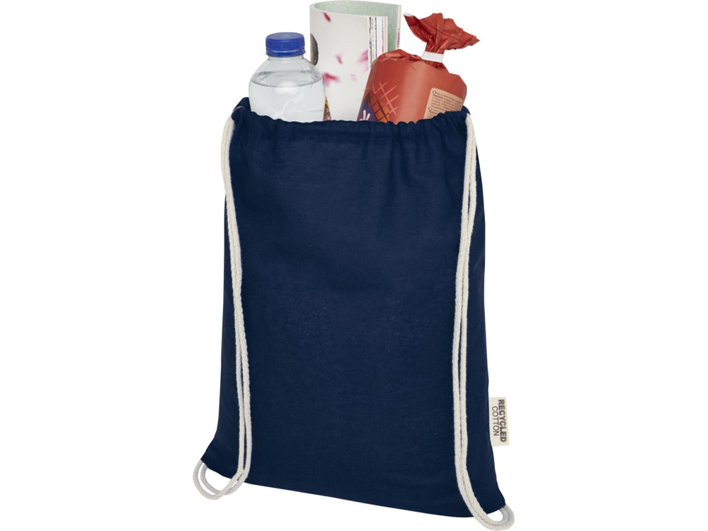 Oregon сумка-кисет из переработанного хлопка, сертифицированного согласно GRS, плотностью 140 г/м² - Темно - синий-2