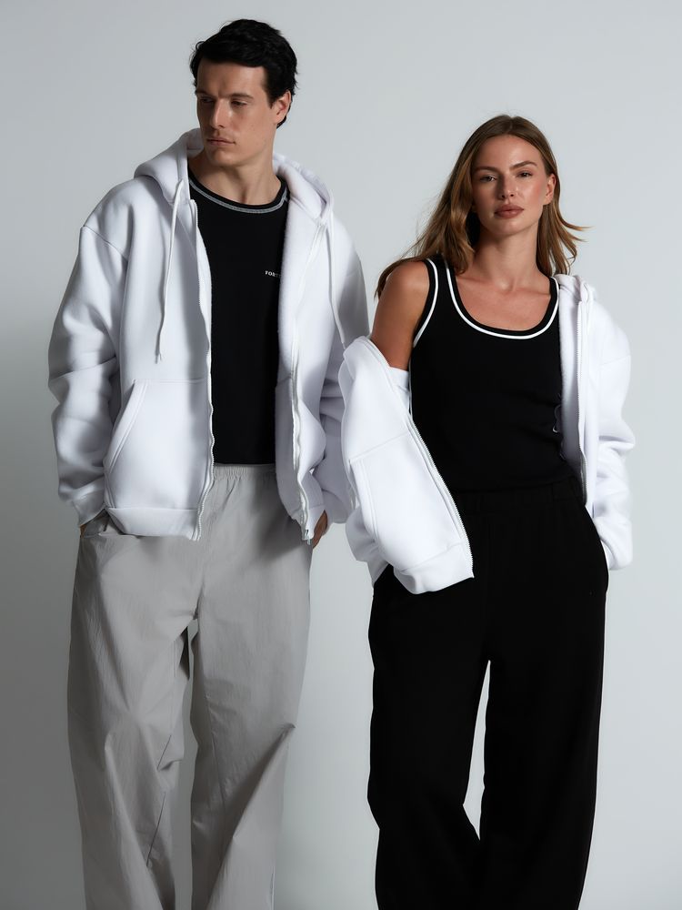 Толстовка унисекс оверсайз Zippy, белая-5