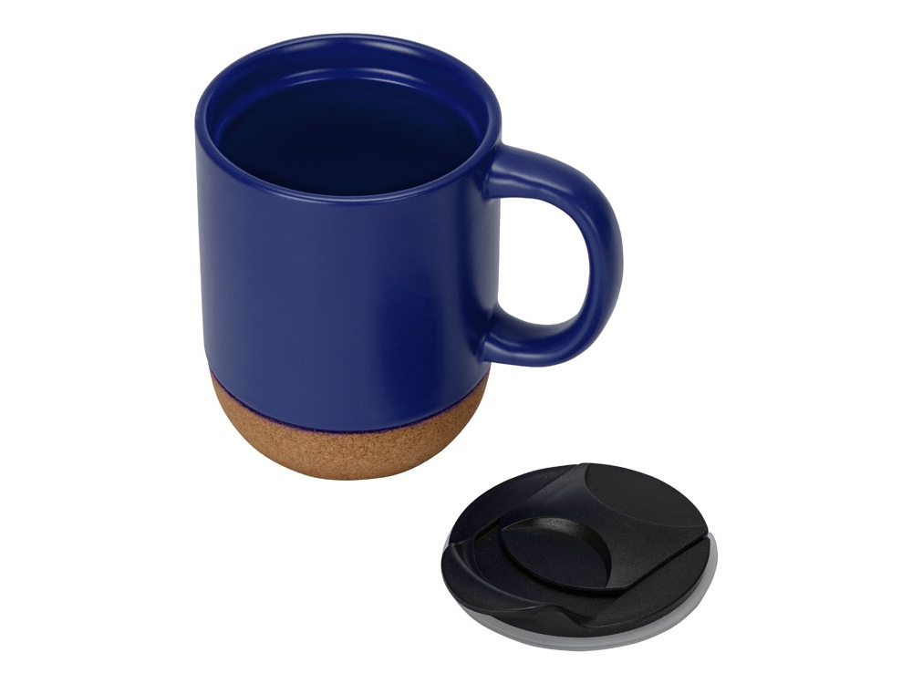 Кружка Denpasar с пробковым дном и крышкой, цветная с двух сторон, синий-3