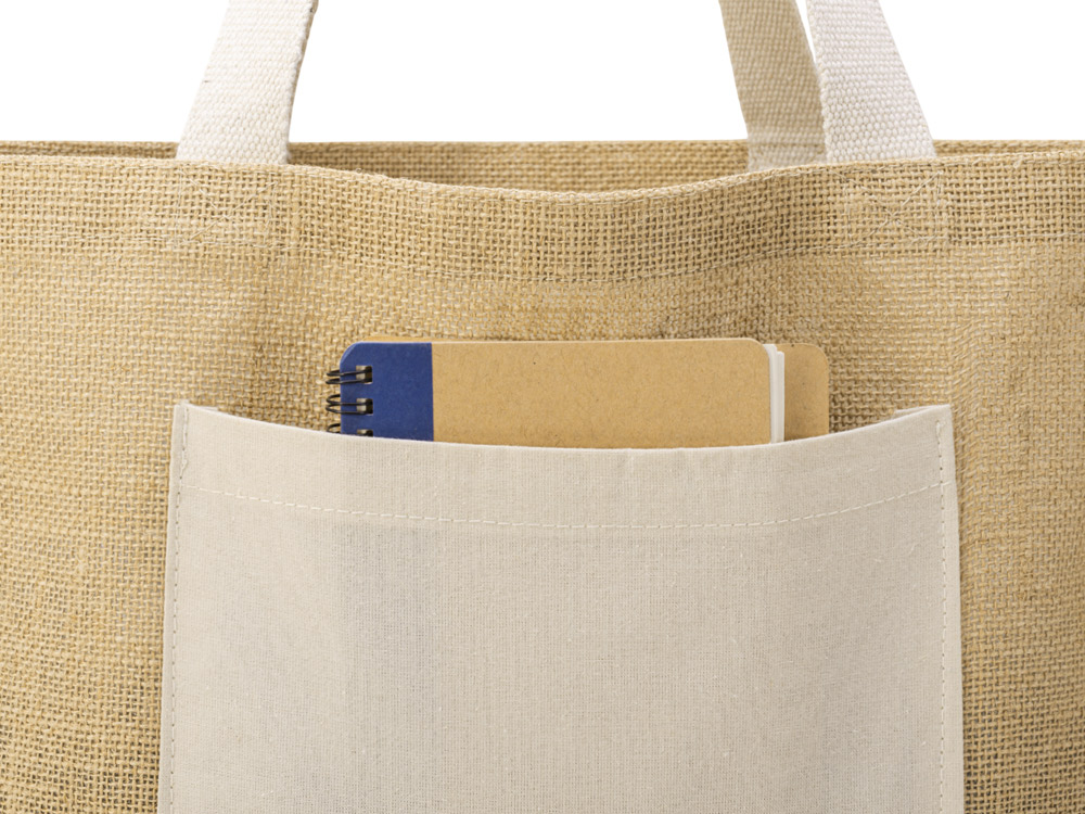 Сумка Jute джутовая с широким дном, натуральный-8