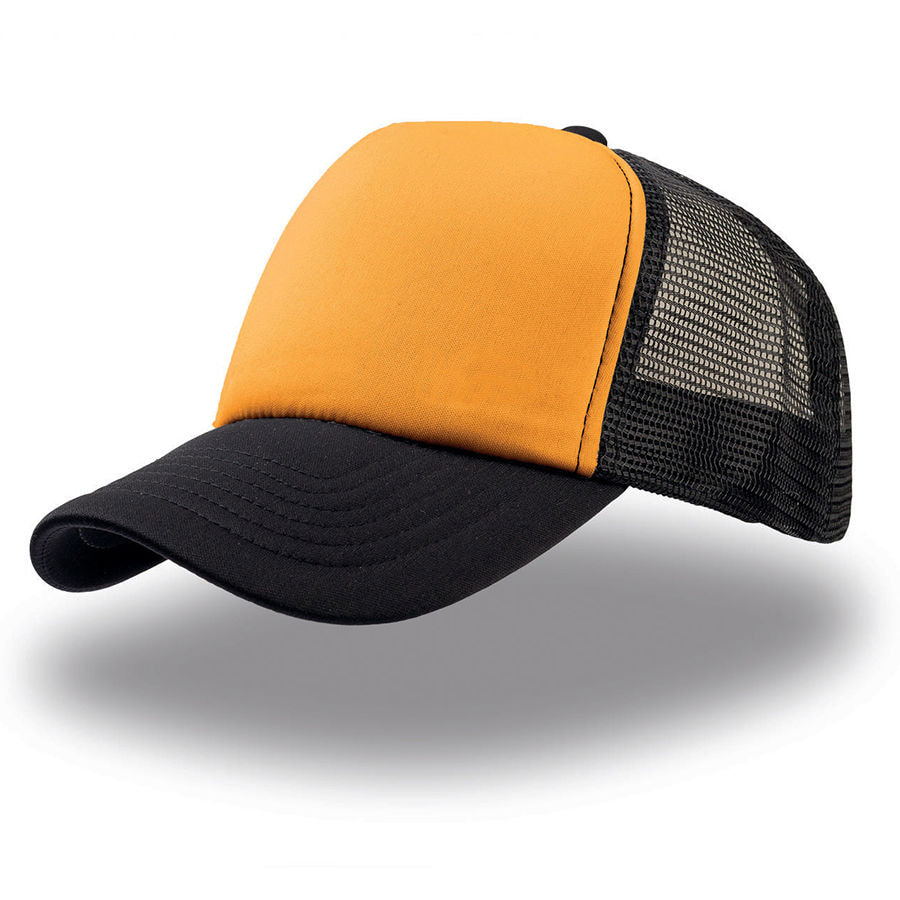 Бейсболка RAPPER, 5 клиньев, пластиковая застежка, желтый, черный-0