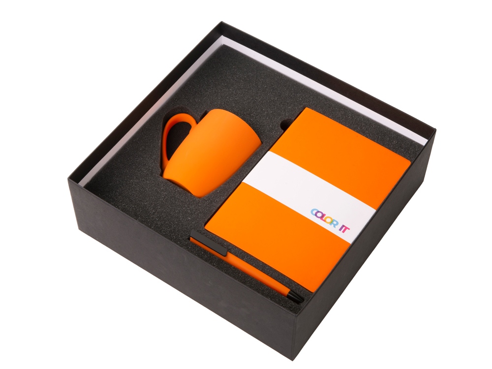Подарочный набор c блокнотом C3, ручкой и кружкой, оранжевый-1