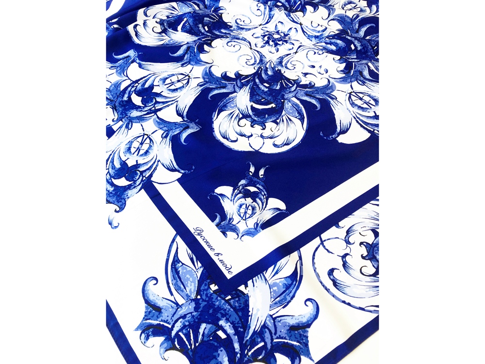 Набор: платок Гжель и свеча Птица счастья-4