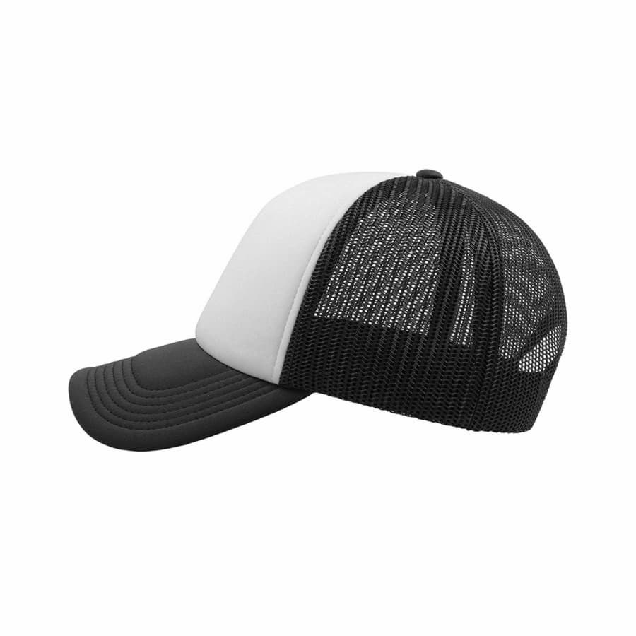 Бейсболка RAPPER, 5 клиньев, пластиковая застежка, белый, черный-3