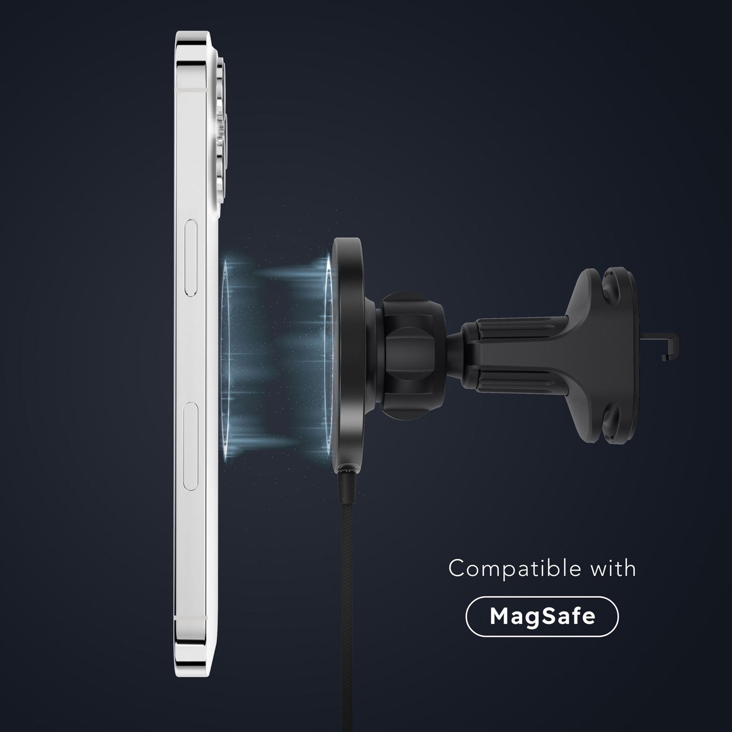 Автомобильное магнитное зарядное устройство Aura Car, черное-6