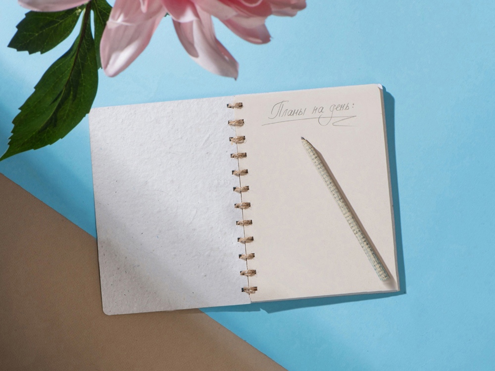 Живой блокнот А5 с бумажным карандашом и семенами цветов микс, белый-8