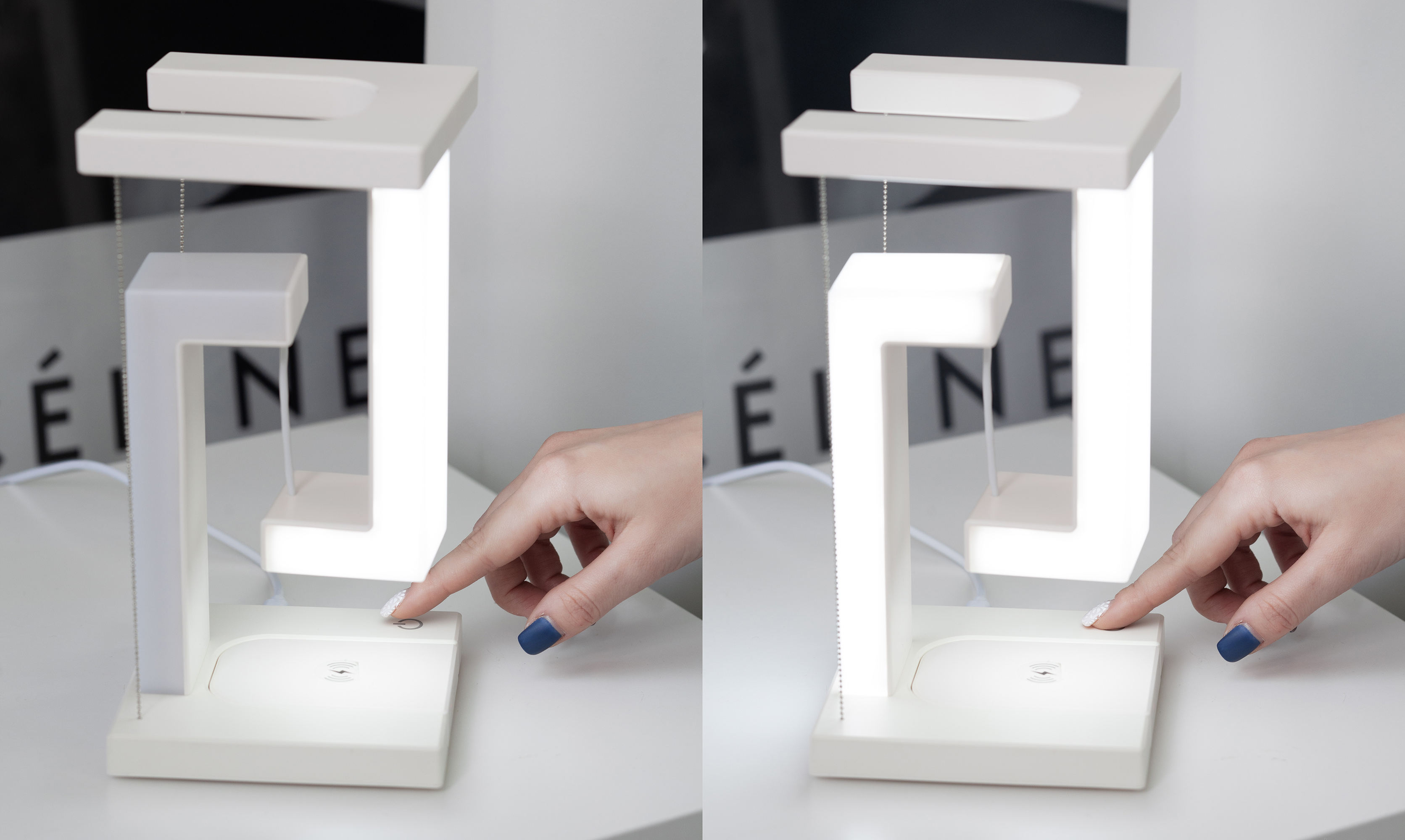 Левитирующая настольная лампа "Twin" с функцией беспроводной зарядки-4