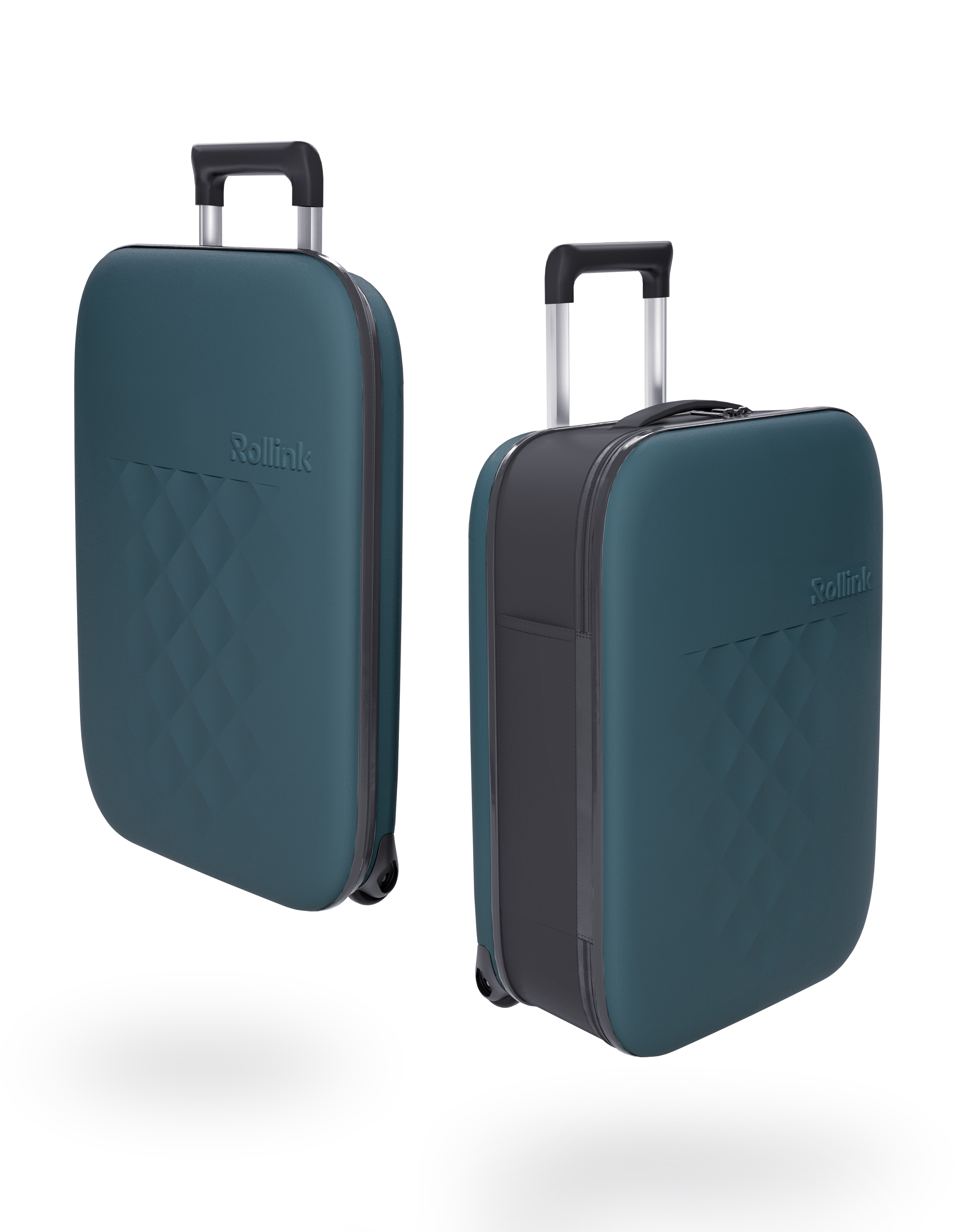 Чемодан складной Rollink Vega II 55x40x20 см, 2 колеса, сине-зеленый-1