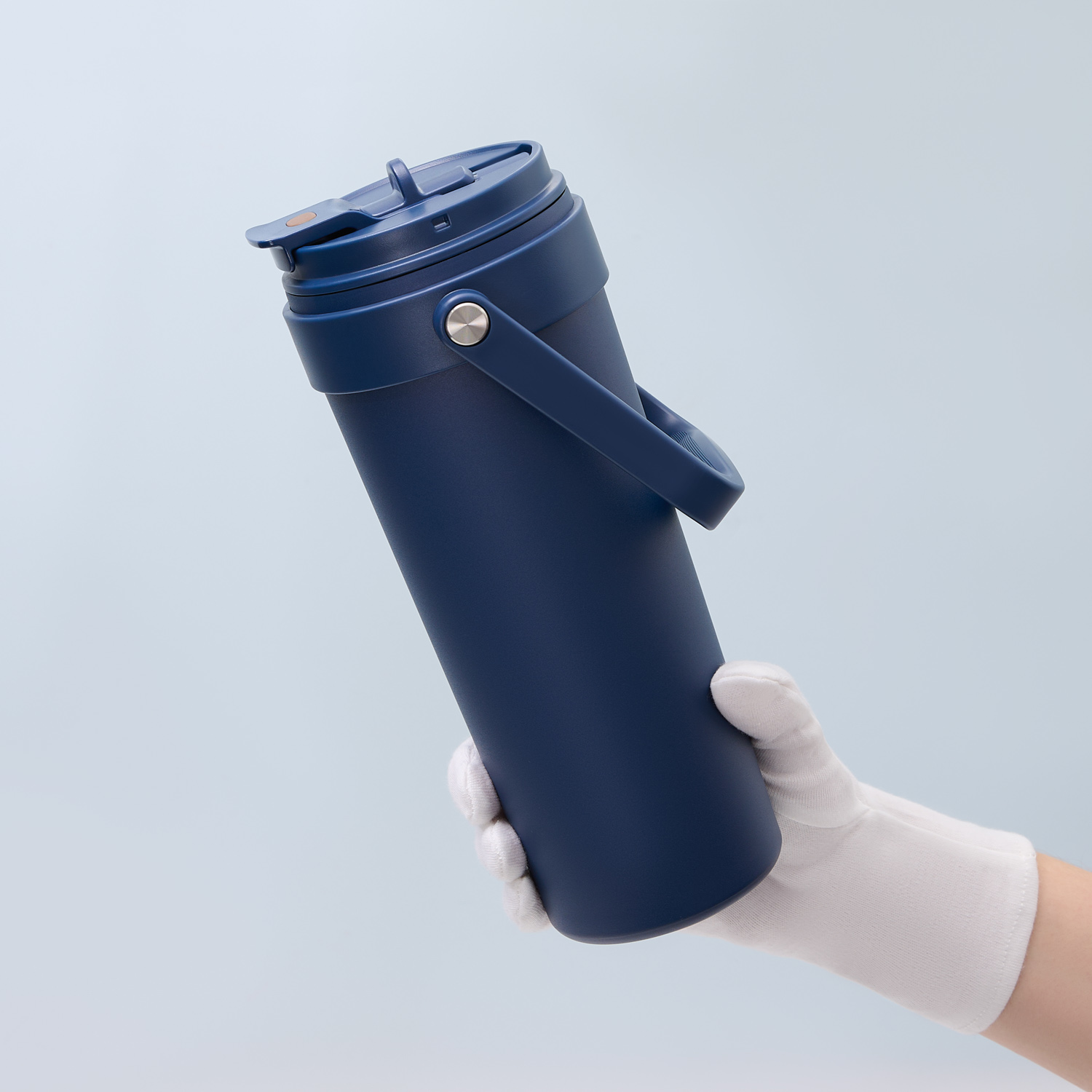 Термокружка вакуумная Solo, синяя-7