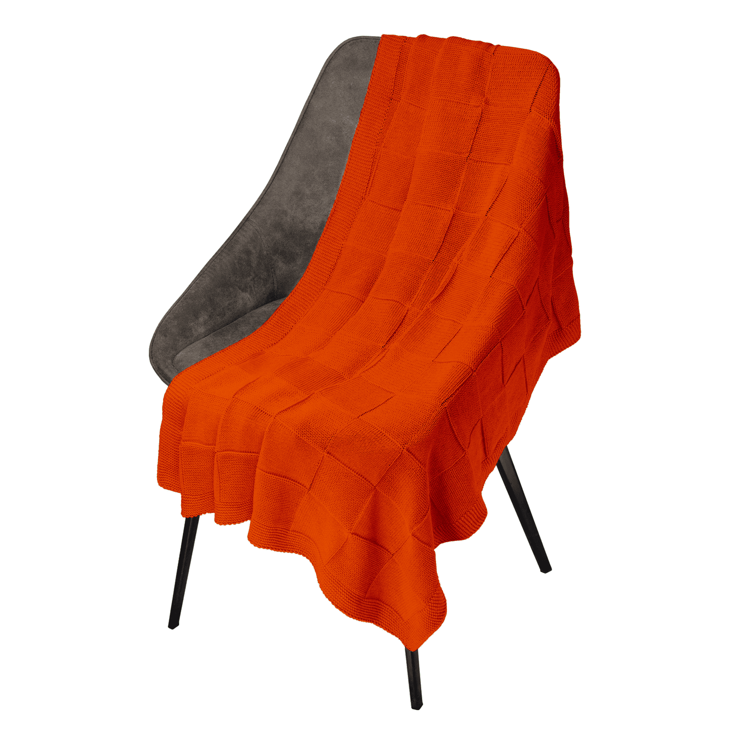 Плед Cella вязаный, оранжевый (без подарочной коробки)-0