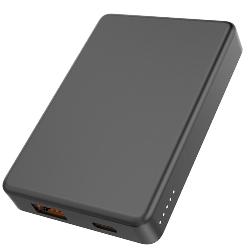 Магнтиный внешний аккумулятор Magnetic с беспроводной зарядкой (5W), Черный-2