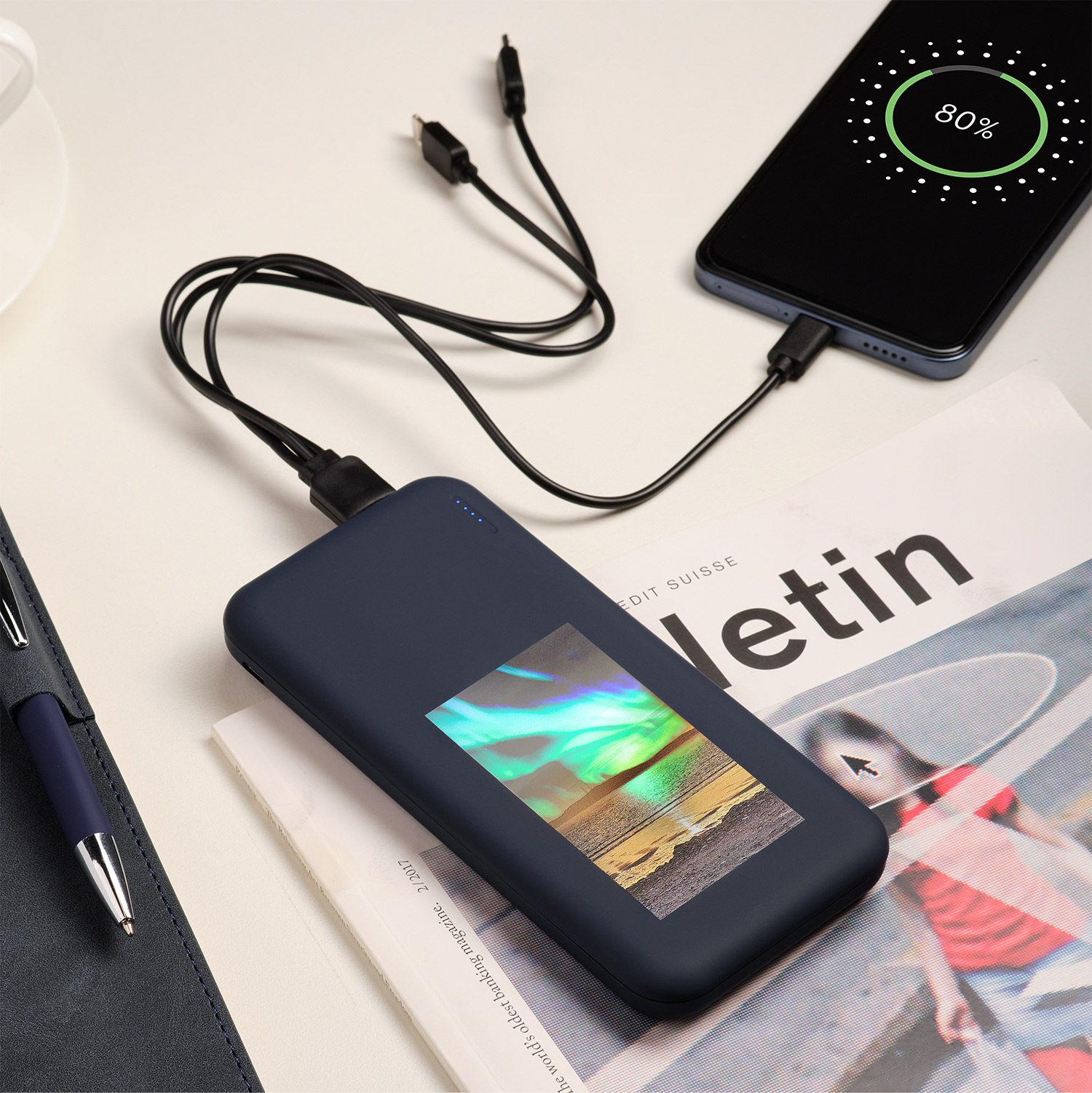 Внешний аккумулятор с подсветкой Люче (Luce) 10000 mAh, синий-12