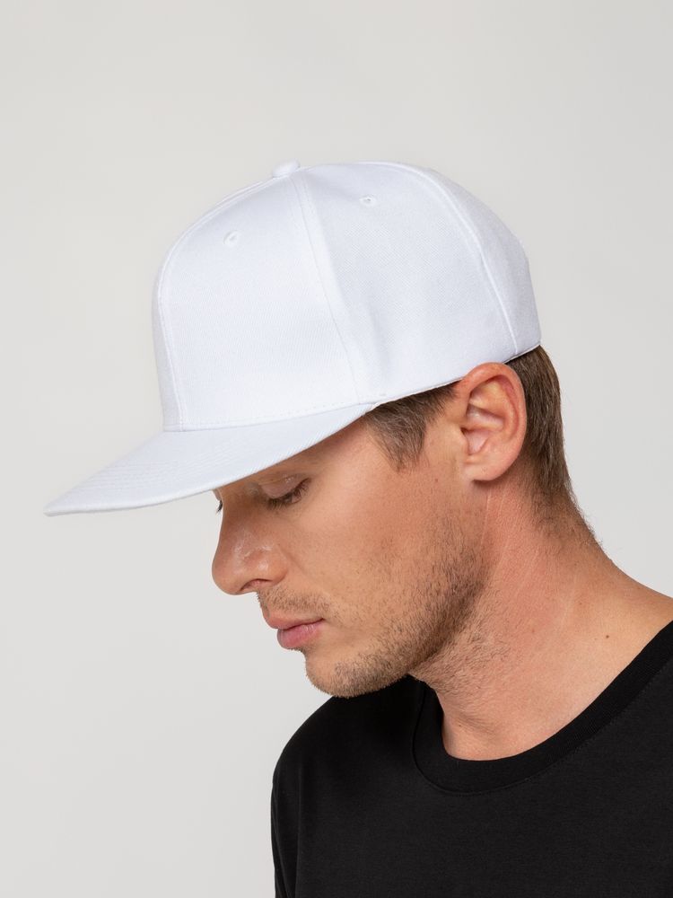 Бейсболка Snapback с прямым козырьком, белая-3