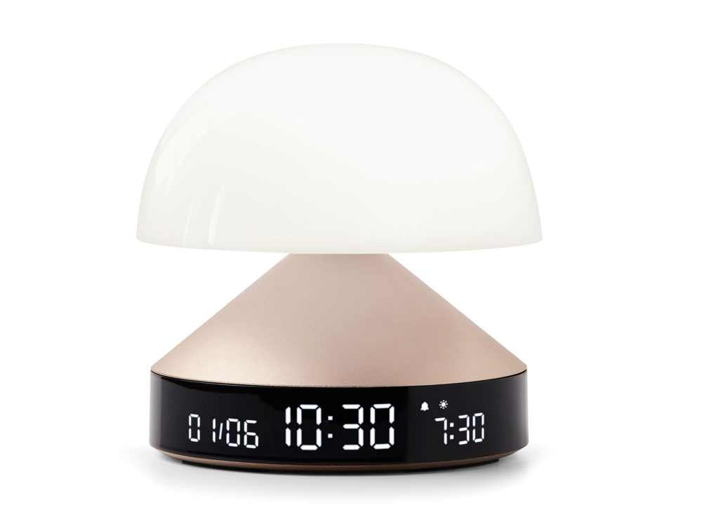 Светильник с часами и световым будильником Mina Sunrise, золотистый-0