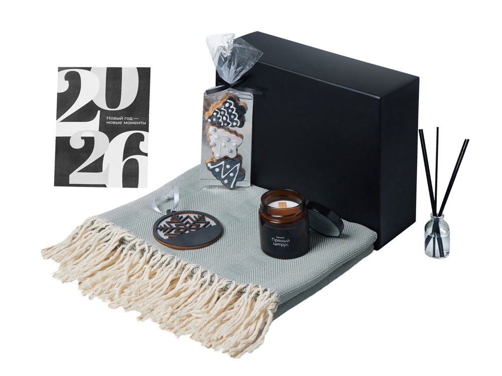 Подарочный набор с пледом, свечой и диффузором-1