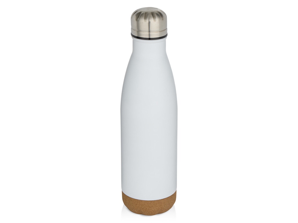 Бутылка для воды Cove из нержавеющей стали с двойными стенками и вакуумной изоляцией, объемом 500 мл, с пробковыми деталями - Белый-0