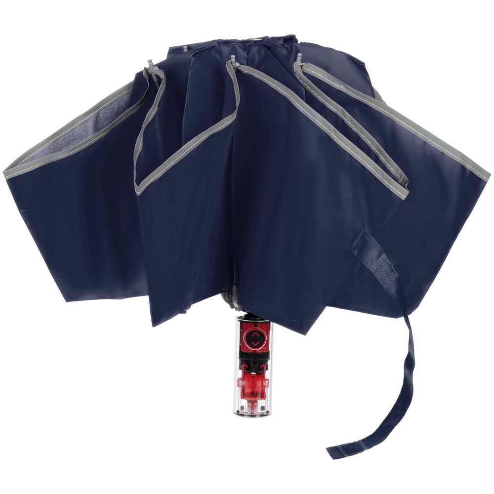Зонт наоборот складной Futurum со светоотражающим кантом, темно-синий-2