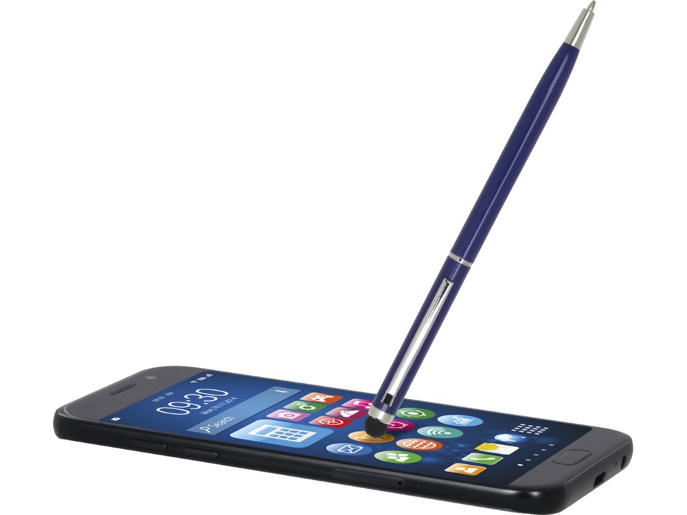 Шариковая ручка Ore алюминиевая со стилусом - Синий-3