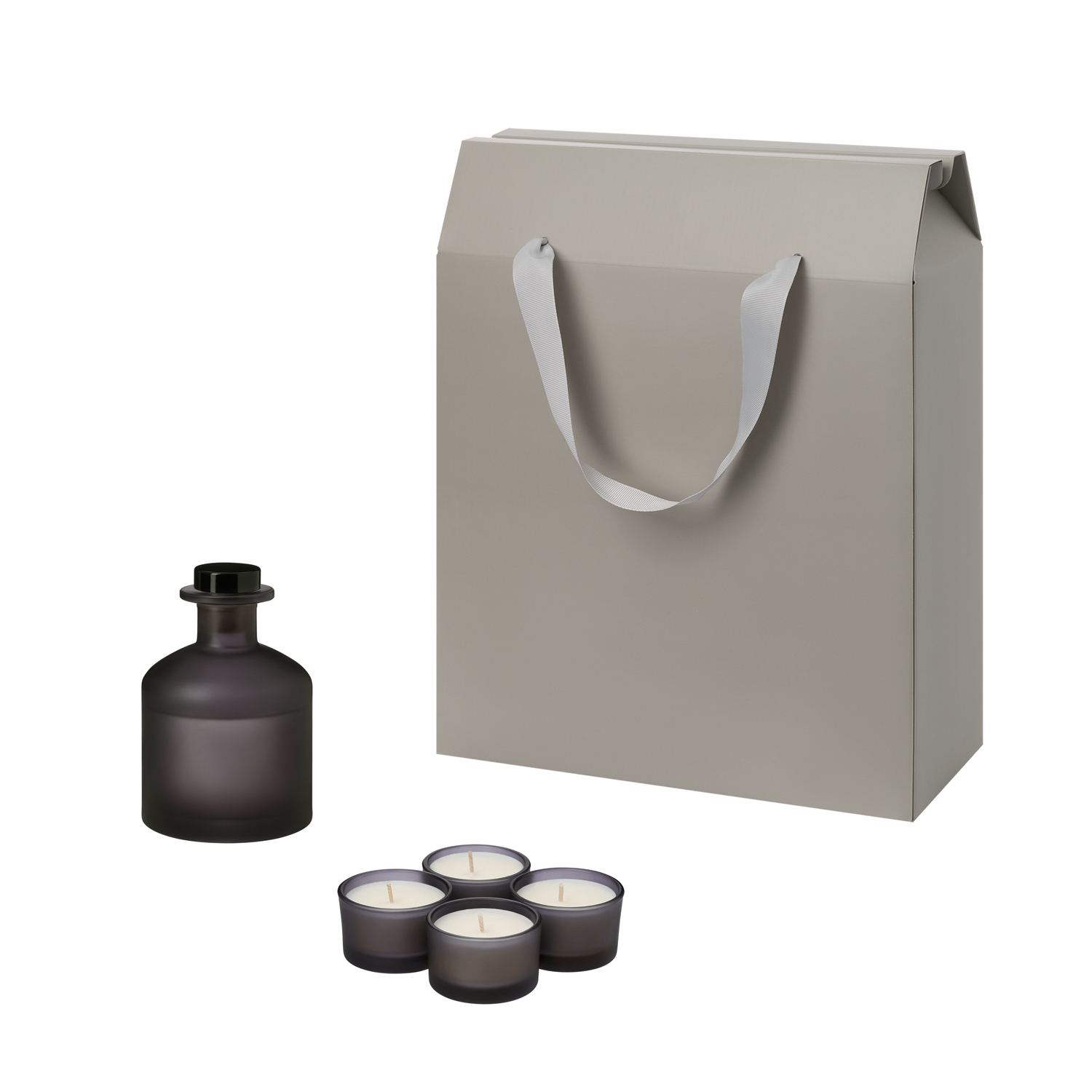 Подарочный набор Сенто (Sento), Мизу (Mizu), серый (свечи, диффузор)-0