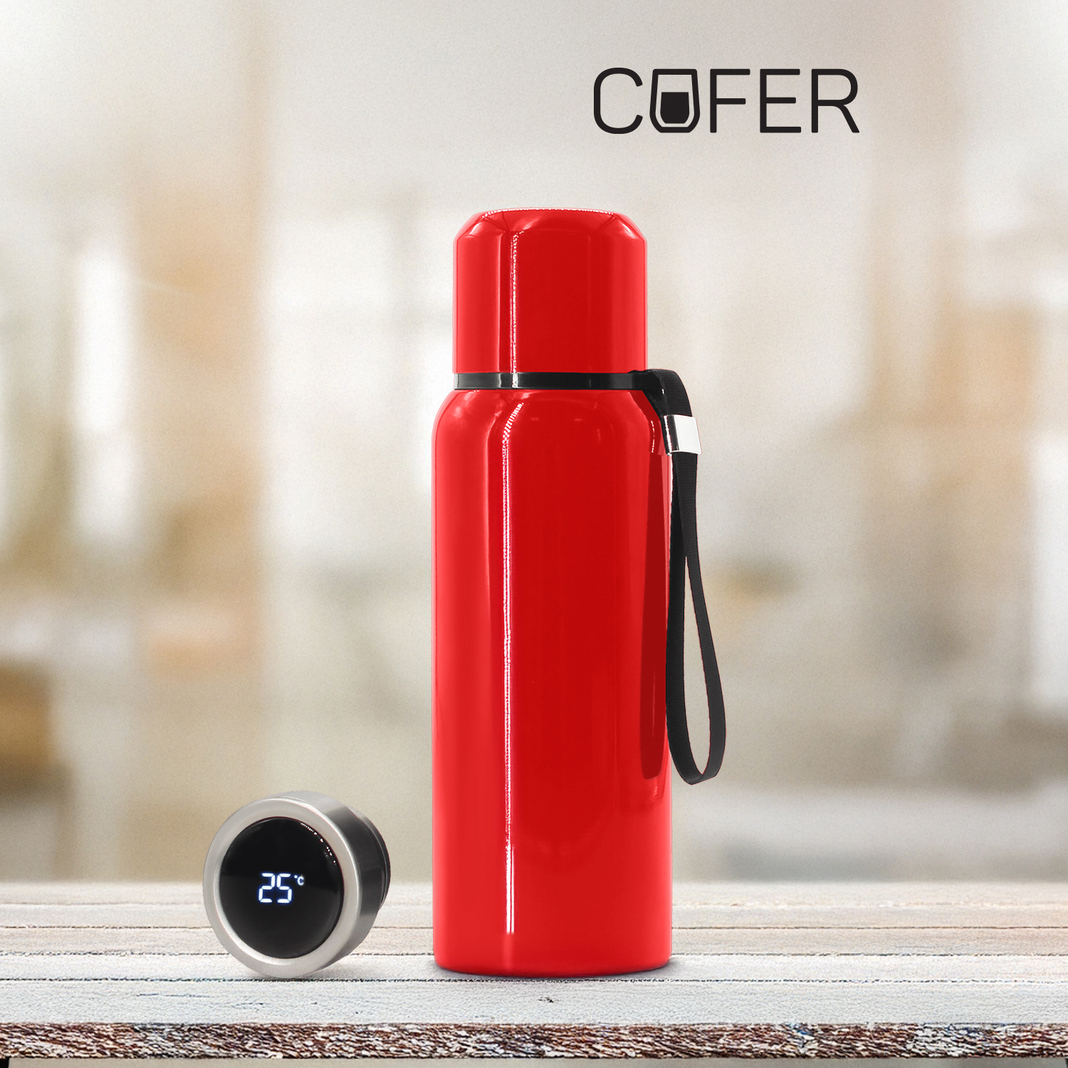 Термос S-travel с датчиком температуры 600 мл. (красный)-0