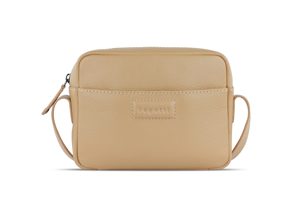 Сумка кросс-боди женская BUGATTI Elsa, песочного цвета, воловья кожа/полиэстер, 19х5,5х14 см-1