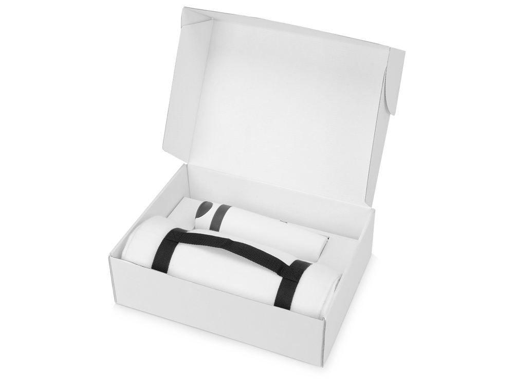 Подарочный набор Cozy с пледом и термокружкой, белый-1