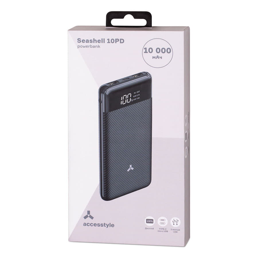 Внешний аккумулятор Accesstyle Seashell (10000 mAh), черный, черный-5