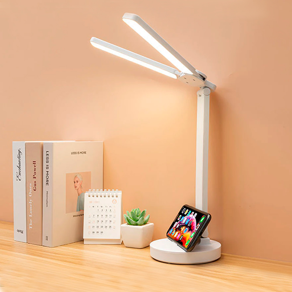 Настольная лампа c встроенной батареей Double, Белый-2