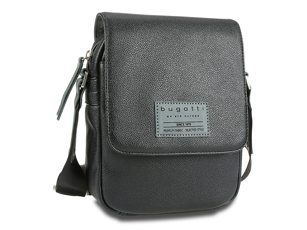 Сумка наплечная BUGATTI Moto D, чёрная, полиуретан, 18х6х25 см, 2 л-0