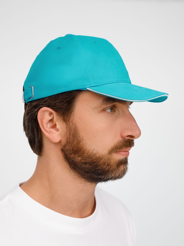 Бейсболка Buffalo, бирюзовая с белым-4