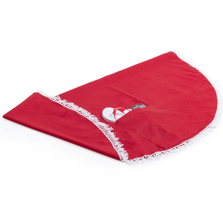 Пляжный плед HANS, d=150 см,  хлопок 100%, плотность 125 гр/м2, ярко-красный-1