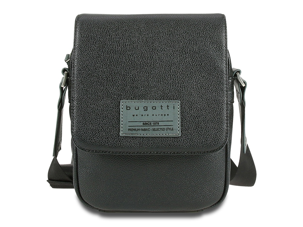 Сумка наплечная BUGATTI Moto D, чёрная, полиуретан, 18х6х25 см, 2 л-1