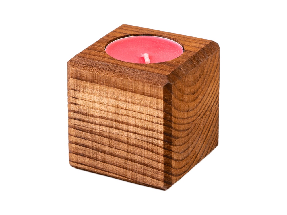 Свеча в декоративном подсвечнике, мокко, вишня-1