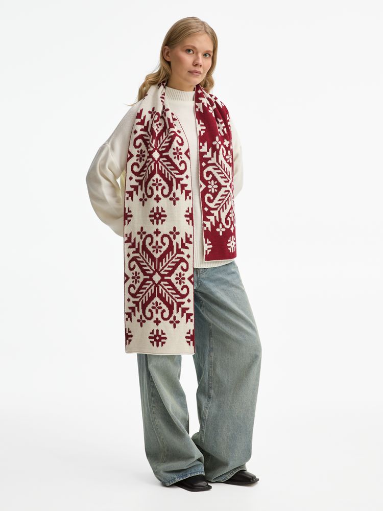 Шарф Wintertude L, красный с белым-3