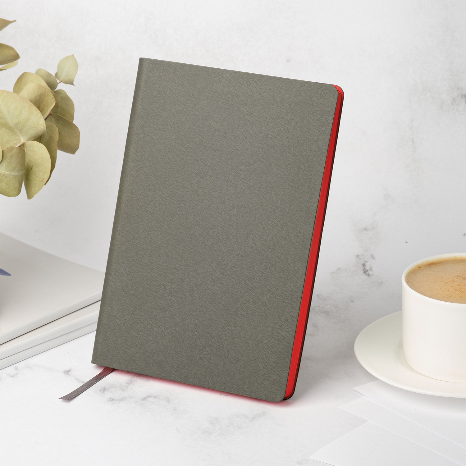 Ежедневник Латте софт-тач (Latte soft touch) недатированный, серый/красный-12