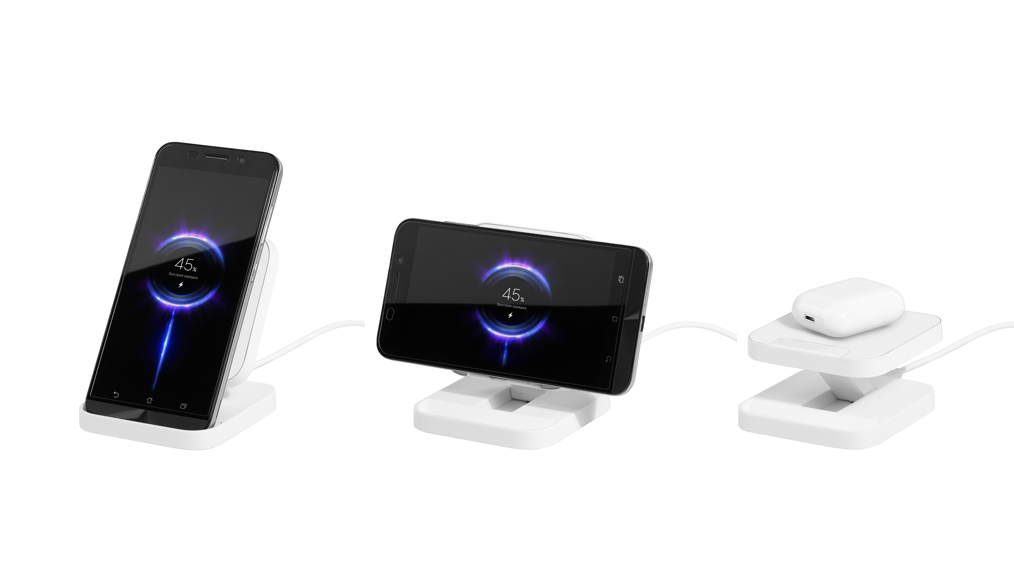 Складная настольная подставка "Flex" с беспроводным (15W) зарядным устройством-3