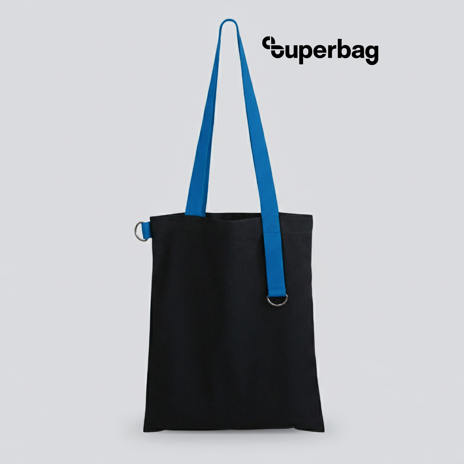 Шоппер Superbag black (чёрный с голубым)-0