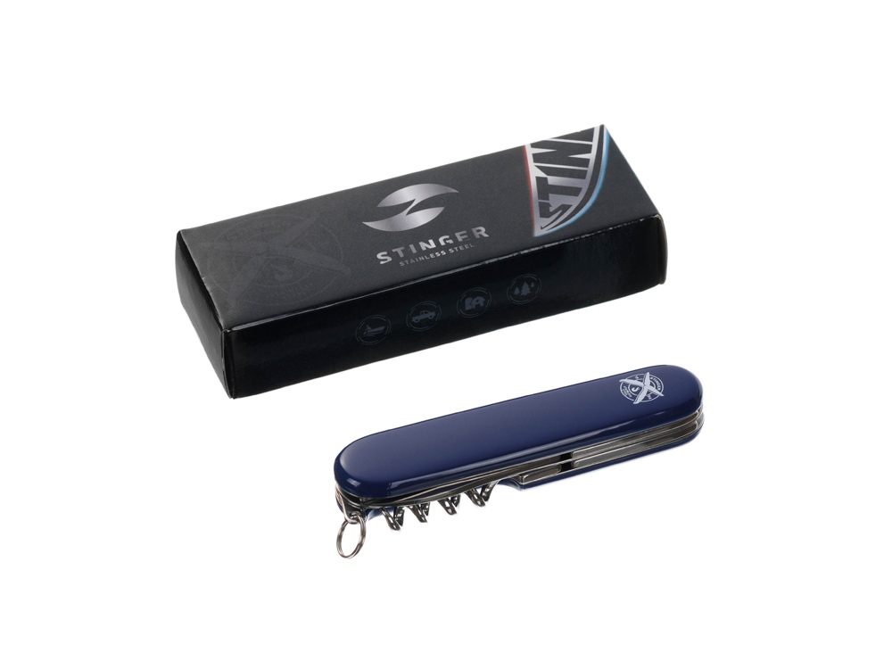 Нож перочинный Stinger, 90 мм, 10 функций, материал рукояти: АБС-пластик (синий)-8