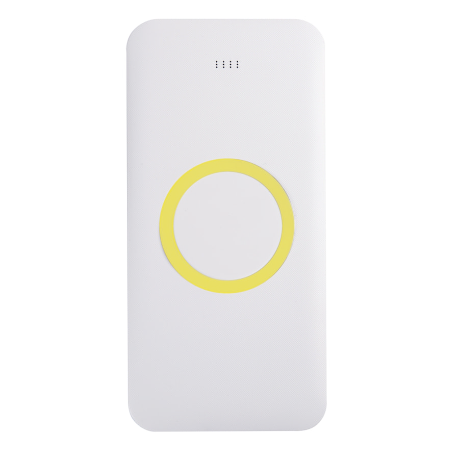 Универсальный аккумулятор с функцией беспроводной зарядки SATURN,белый с желтым,15х7,3х1,2см, белый, желтый-0