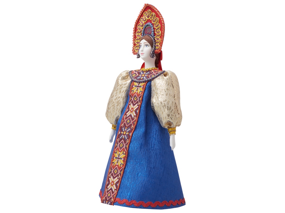 Подарочный набор: кукла фарфоровая, мед, синий-16