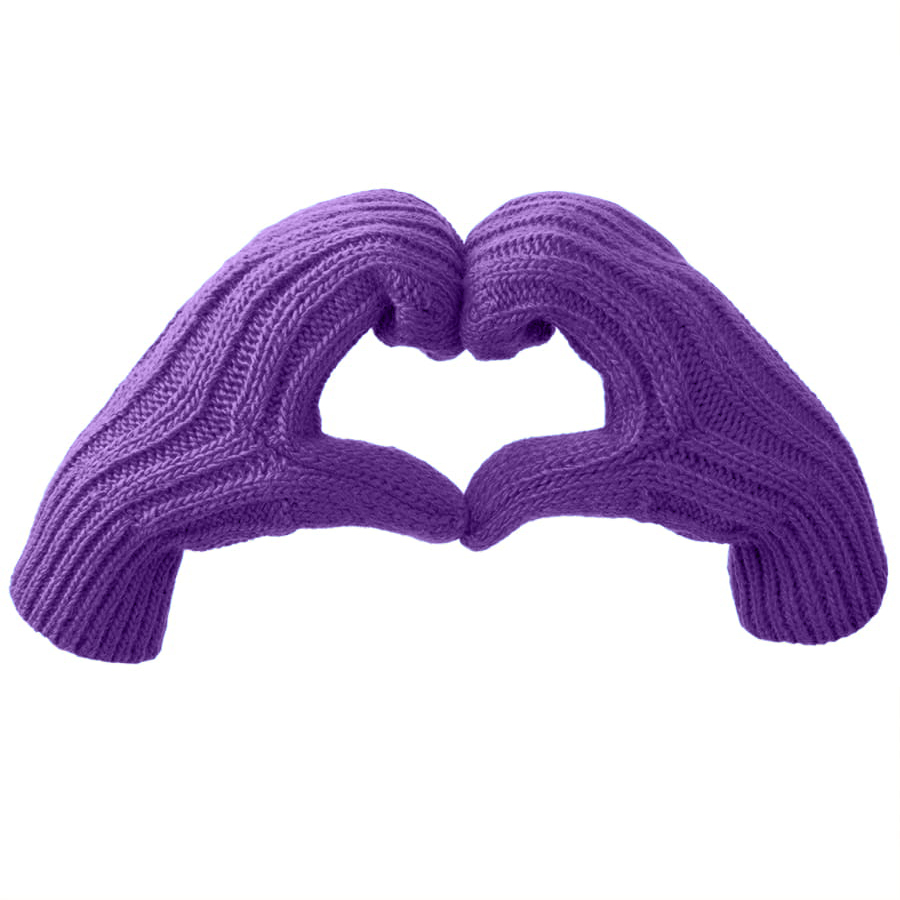 Варежки вязаные НАСВЯЗИ© шерсть/акрил, фиолетовый-2