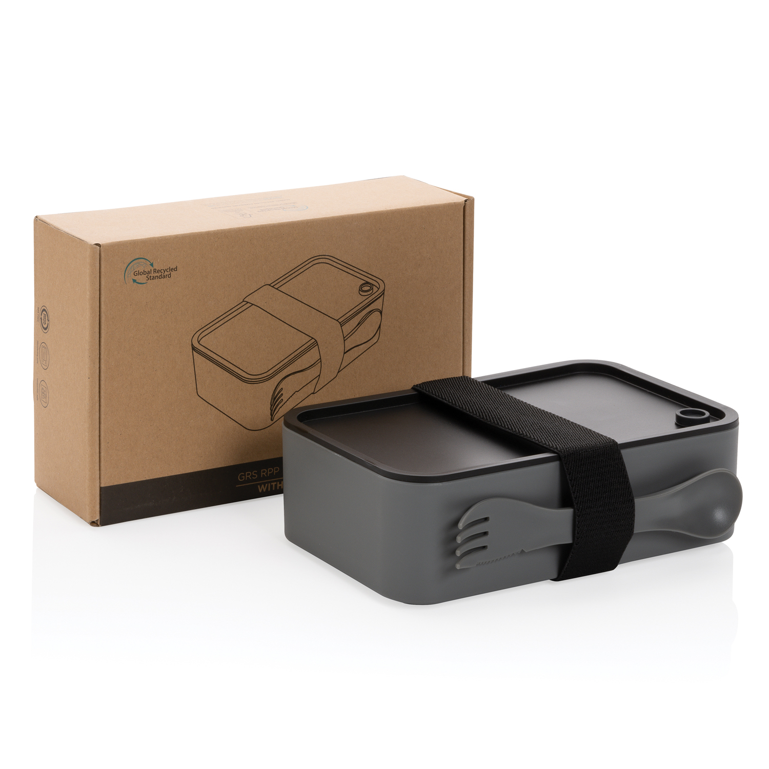 Ланч-бокс из переработанного полипропилена со столовым прибором (стандарт GRS)-1