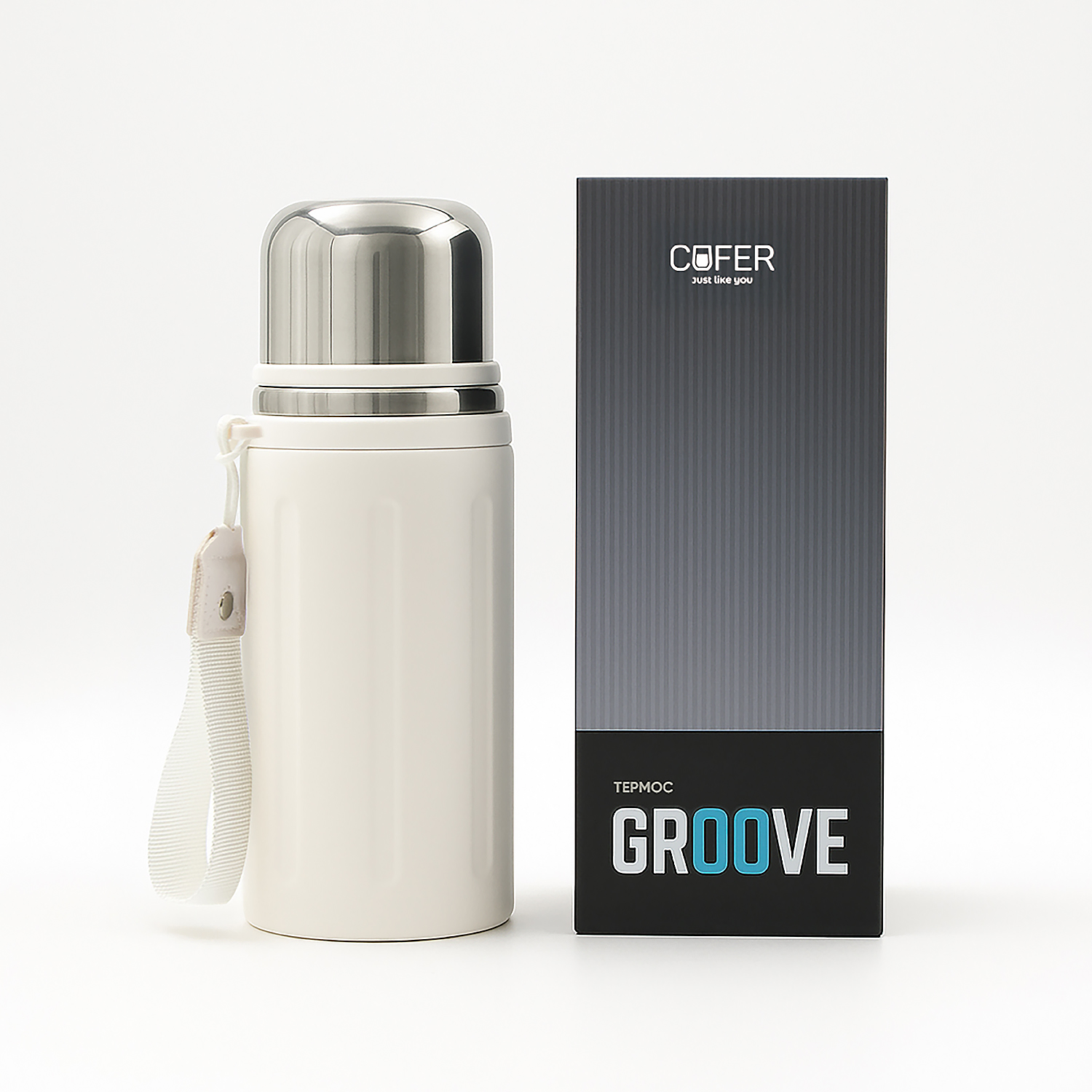 Термос Groove (слоновая кость)-11