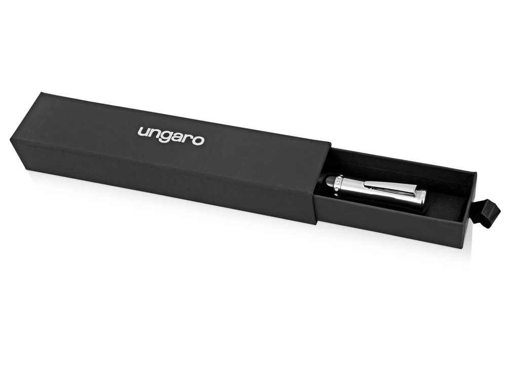 Ручка шариковая Ungaro модель Ovieto в футляре, черный/серебристый-6